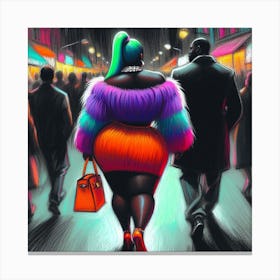 Woman Walking Down The Street Canvas Print