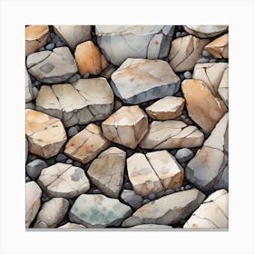 Watercolor Rocks Seamless Pattern Canvas Print