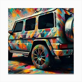 Colorful Splashes Of Paint, On A Mercedes Benz G Wagon Geometric, Abstract Art 3 Canvas Print