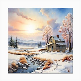 House In The Snow Canvas Print