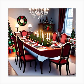 Christmas Dining Room 5 Canvas Print