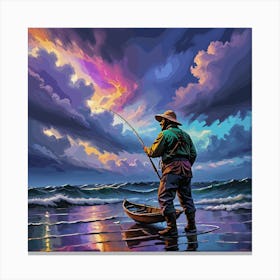 Fishing On The Beach Canvas Print