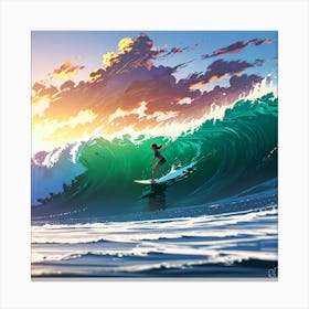 Surfer At Sunset Canvas Print