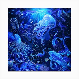 Blue Jellyfish Canvas Print