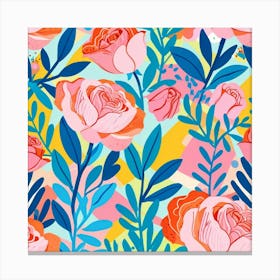 Seamless Roses Pattern Canvas Print