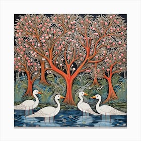 Swans In The Water Canvas Print