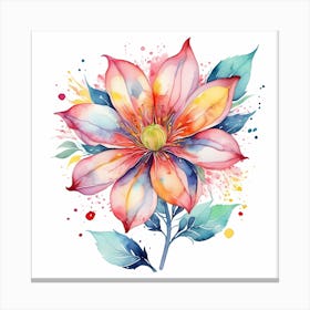 Pink Watercolor Flower Canvas Print