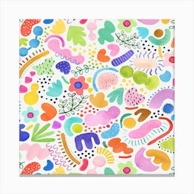 Playful Abstract Colourful Summer Square Canvas Print