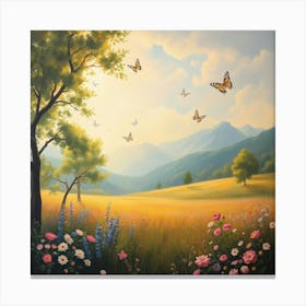 Butterflies In The Meadow 1 Canvas Print