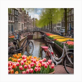 A Bustling Amsterdam Street Scene 2 Canvas Print
