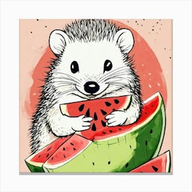 Hedgehog Eating Watermelon 1 Canvas Print