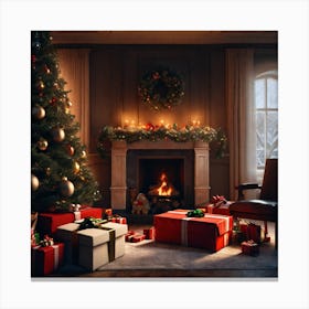 Christmas Tree In The Living Room 71 Canvas Print