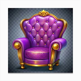 Purple Armchair With Golden Trim Canvas Print