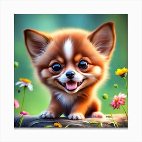Cute And Happy Baby Pomchi Hyper Realism Persp Canvas Print