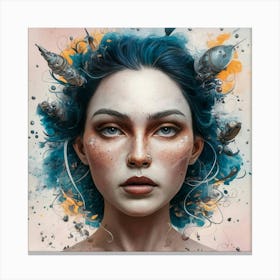 Girl With Blue Hair 10 Canvas Print