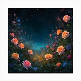 Roses In The Night 1 Canvas Print