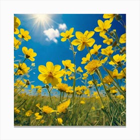 Yellow Flowers In A Field 10 Canvas Print
