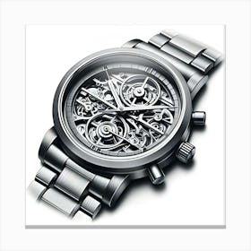 A Pencil Drawing Of A Modern Men's Watch Canvas Print