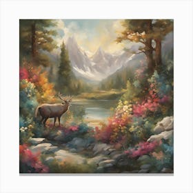 Deer In The Mountains Canvas Print