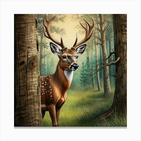 Deer In The Woods 32 Canvas Print