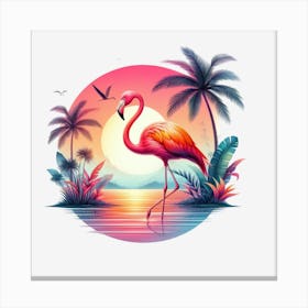 Flamingo At Sunset 1 Canvas Print