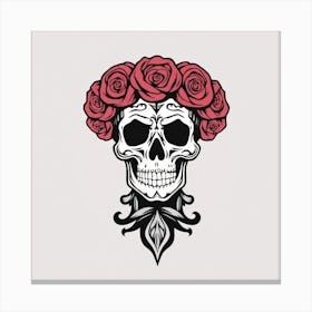 Skull With Roses 5 Canvas Print