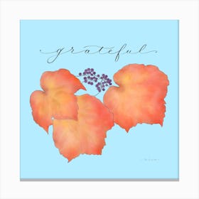 Grateful Autumn Leaves with Aqua Background Canvas Print