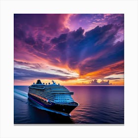 Cruise Ship At Sunset Canvas Print