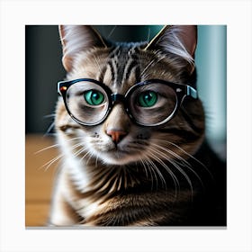 Cat With Glasses cute Canvas Print