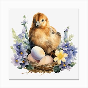 Chick In Nest Canvas Print