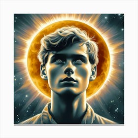 The Boy In A Sund Eclipse Creative Color Drawing Canvas Print