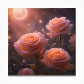 Roses In The Moonlight Canvas Print