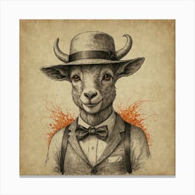 Goat In A Suit 4 Canvas Print