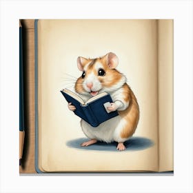Hamster Reading A Book 5 Canvas Print