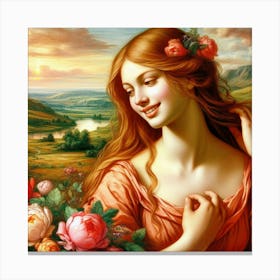 Girl With Flowers 3 Canvas Print