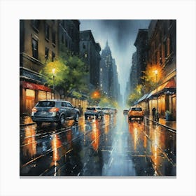 Rainy Night In New York City 1 Canvas Print
