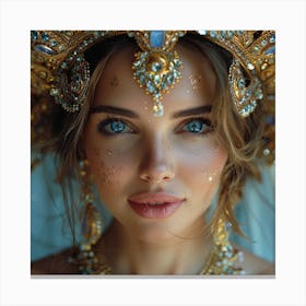 Beautiful Woman In A Gold Crown Canvas Print