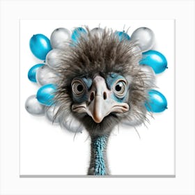 Ostrich With Balloons Canvas Print
