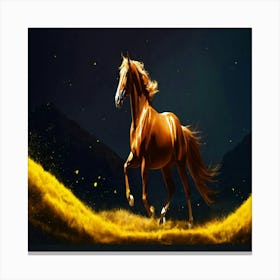 Horse Running In The Night Canvas Print