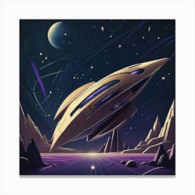 Spaceship In Space Canvas Print