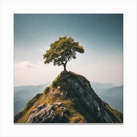 Lone Tree On Top Of Mountain 43 Canvas Print