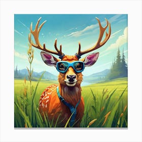 Deer In The Grass 4 Canvas Print