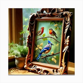 Bluebirds On A Branch Canvas Print