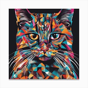 An Image Of A Cat With Letters On A Black Background, In The Style Of Bold Lines, Vivid Colors, Grap (10) Canvas Print