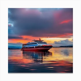 Sunset On A Ferry 30 Canvas Print