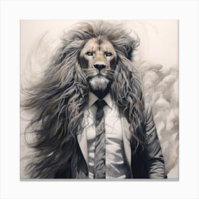 Lion In Business Suit Canvas Print