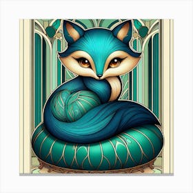 Nouveau style a little blue fox 3 Canvas Print