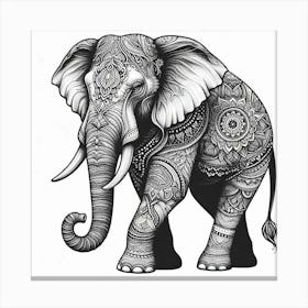 Line Art elephant 3 Canvas Print