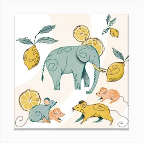 Elephants And Lemons Leinwandbild