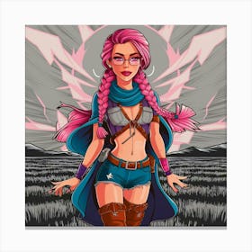 Girl With Pink Hair 4 Canvas Print